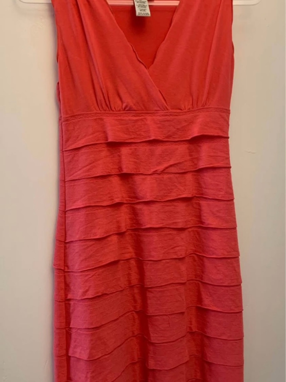 Max Studio Coral Tiered V-Neck Midi Dress